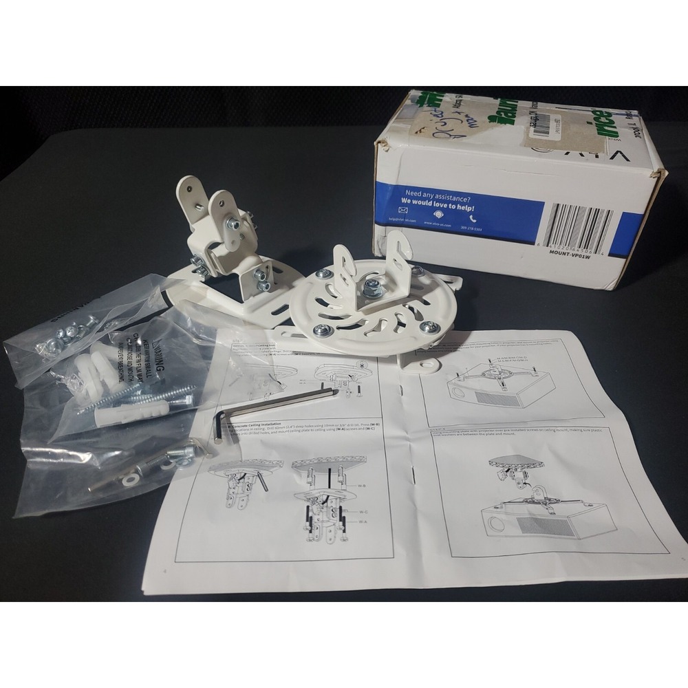 VIVO Universal Adjustable Ceiling Projector Theater Mount White | Extending Arms